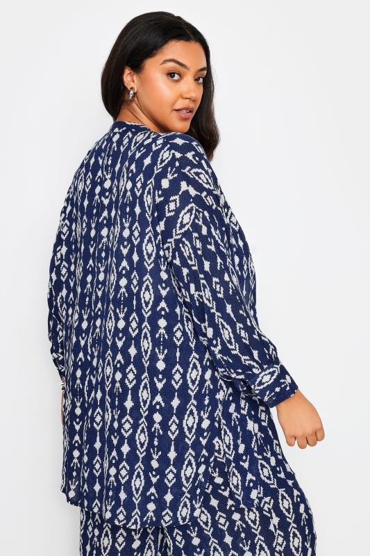 YOURS Plus Size Black Abstract Print Crinkle Beach Shirt | Yours Clothing 4