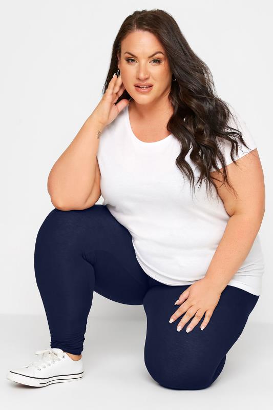 Plus Size Navy Blue Soft Touch Leggings | Yours Clothing 8
