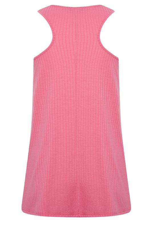 LIMITED COLLECTION Curve Plus Size Pink Ribbed Racer Cami Vest Top | Yours Clothing  8