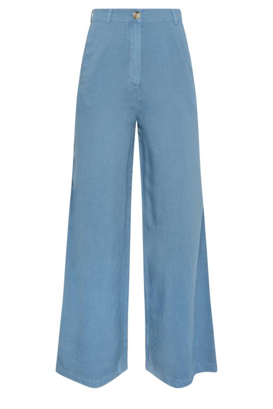 LTS Tall Womens Blue Chambray Wide Leg Trousers | Long Tall Sally 5