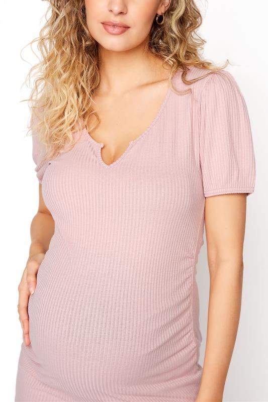 LTS Tall Maternity Blush Pink Puff Sleeve Top 4