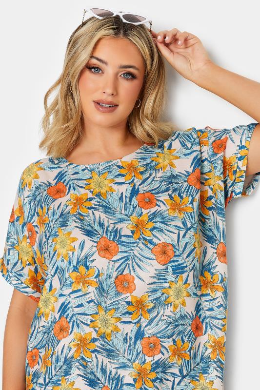 YOURS Plus Size Blue Floral Tunic Dress | Yours Clothing 4