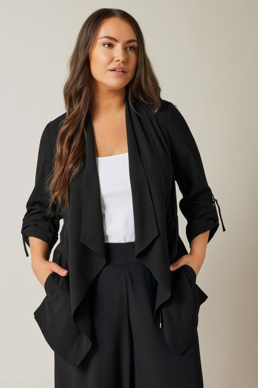 Plus Size  EVANS Curve Black Waterfall Jacket