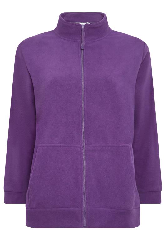YOURS Plus Size Purple Zip Fleece Jacket | Yours Clothing 5
