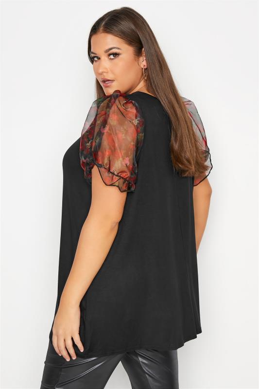 LIMITED COLLECTION Black Organza Puff Sleeve Swing Top_C.jpg