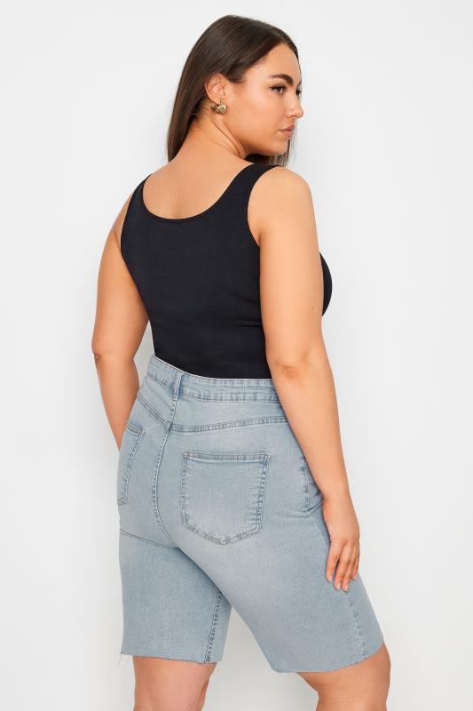 YOURS Curve Plus Size Light Blue Bermuda Shorts | Yours Clothing  3