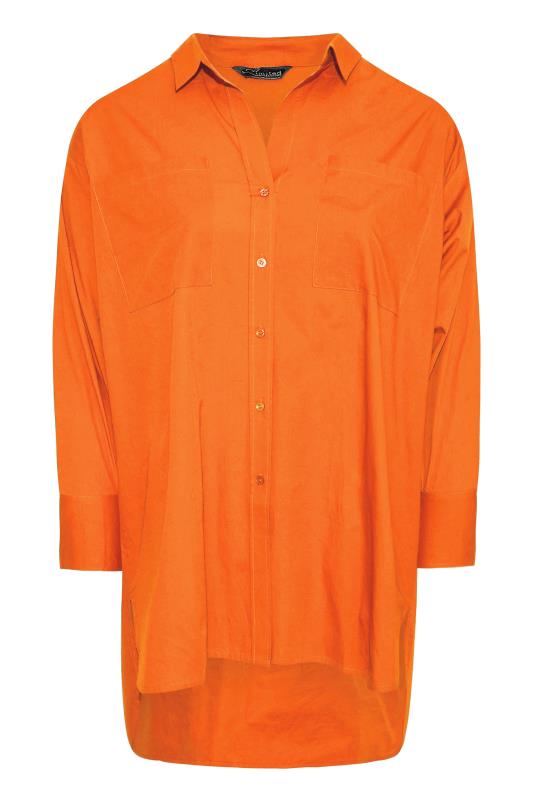 LIMITED COLLECTION Curve Bright Orange Oversized Boyfriend Shirt_F.jpg