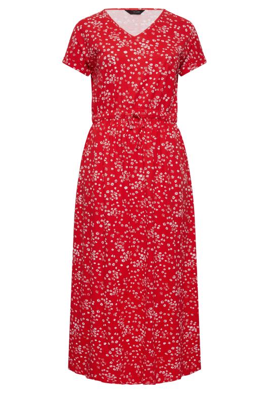 YOURS Plus Size Red Floral Print Maxi T-Shirt Dress | Yours Clothing 6