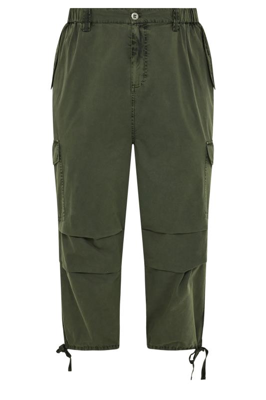 YOURS Plus Size Black Khaki Green Cropped Trousers | Yours Clothing 5