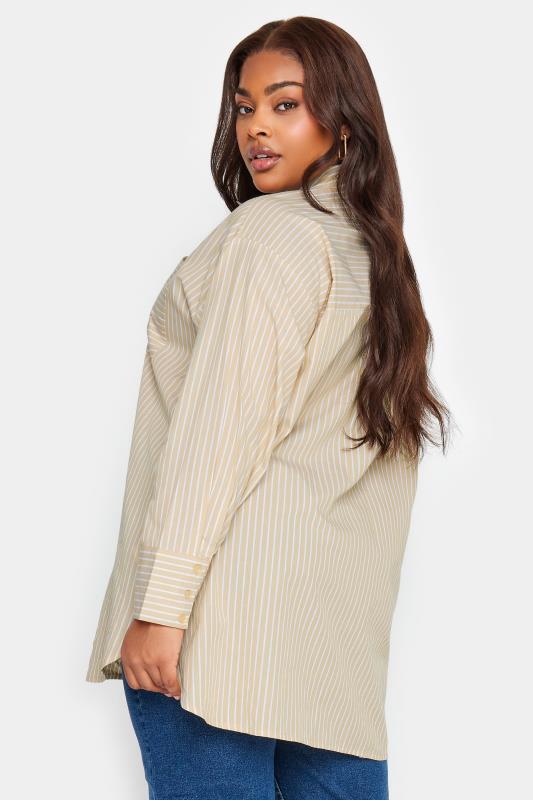 LIMITED COLLECTION Plus Size Natural Brown Striped Shirt | Yours Clothing 4