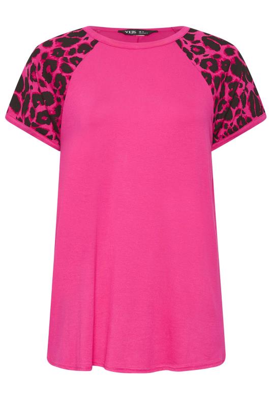 LIMITED COLLECTION Plus Size Hot Pink Leopard Print Short Sleeve T-Shirt | Yours Clothing  6