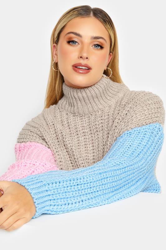 YOURS LUXURY Plus Size Pink & Blue Colour Block Sleeve Jumper | Yours Clothing 2
