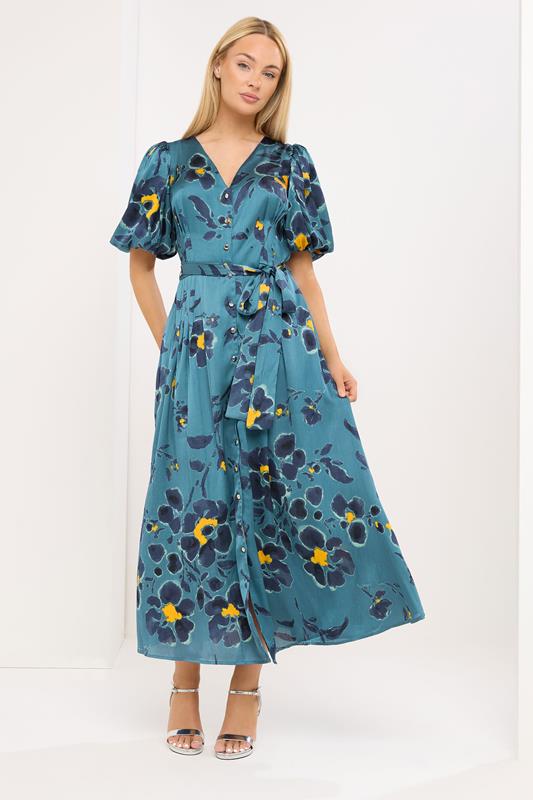 STAR Blue Floral Shirt Dress