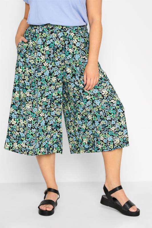 Candid Styles New Womens Printed Ladies Plus Size Stretch Elasticated Wide Leg Culottes Shorts 