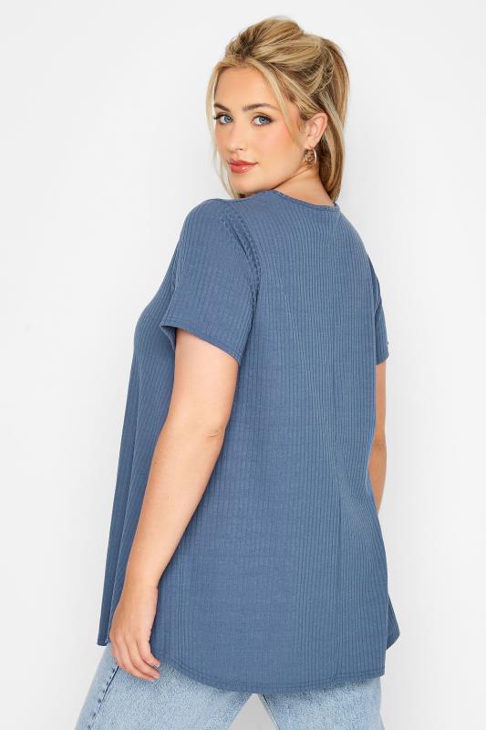 LIMITED COLLECTION Curve Denim Blue Rib Swing Top 3