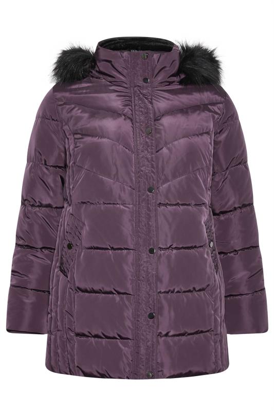YOURS Plus Size Purple Puffer Coat | Yours Clothing 6