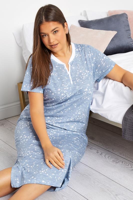 LTS Tall Women's Blue Star Print Maxi Nightdress | Long Tall Sally 4