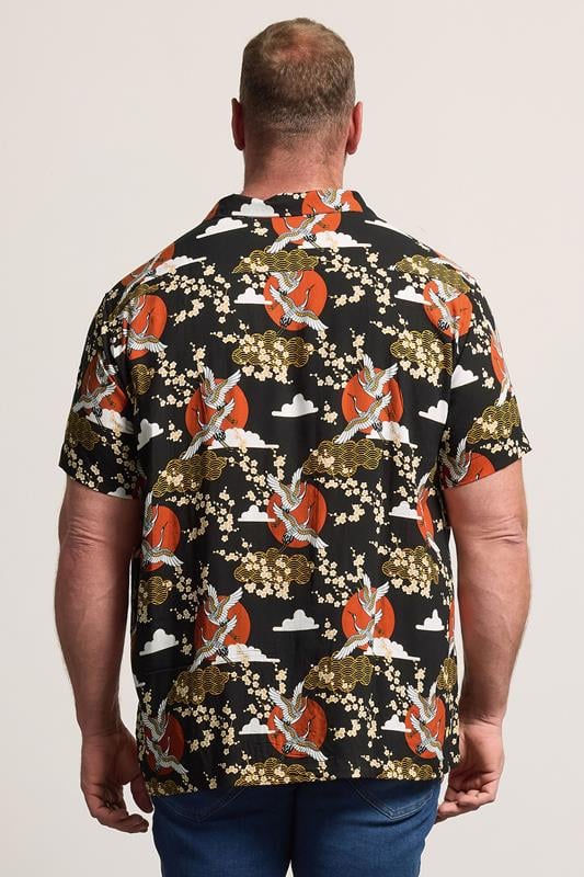 BadRhino Big & Tall Black Japanese Woodblock Print Shirt | BadRhino 4