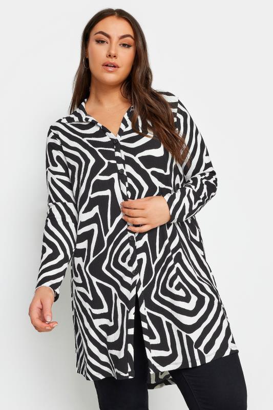  Tallas Grandes YOURS Curve Black Abstract Print Textured Shirt