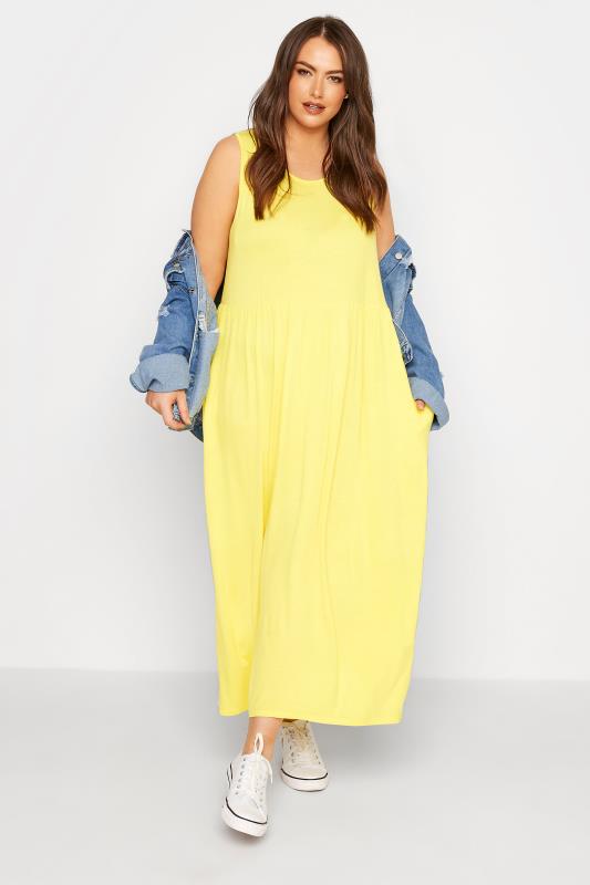 LIMITED COLLECTION Curve Lemon Yellow Sleeveless Pocket Maxi Dress_B.jpg