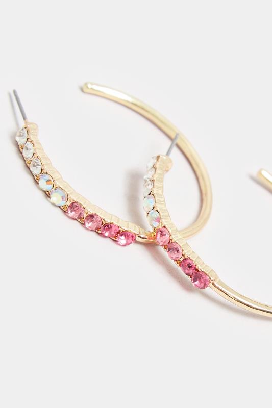 Gold Tone Diamante Hoop Earrings | Yours Clothing 3