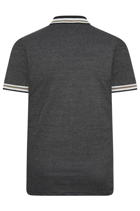 KAM Big & Tall Charcoal Grey Stripe Short Sleeve Polo Shirt | BadRhino 4