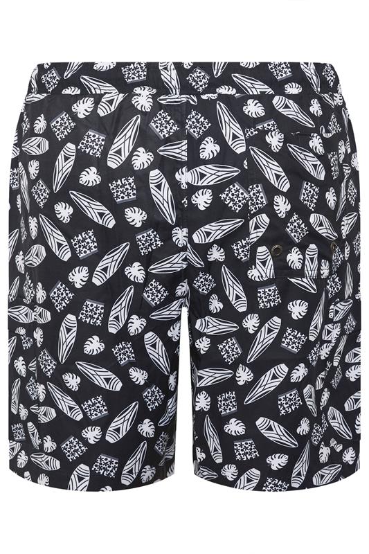 KAM Big & Tall Navy Blue Geometric Swim Shorts | BadRhino 4