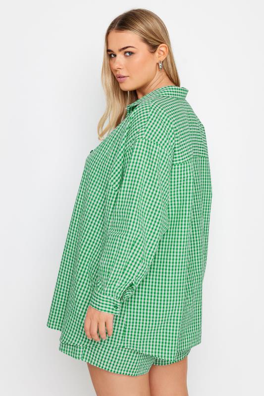 LIMITED COLLECTION Plus Size Green Gingham Check Shirt | Yours Clothing 4