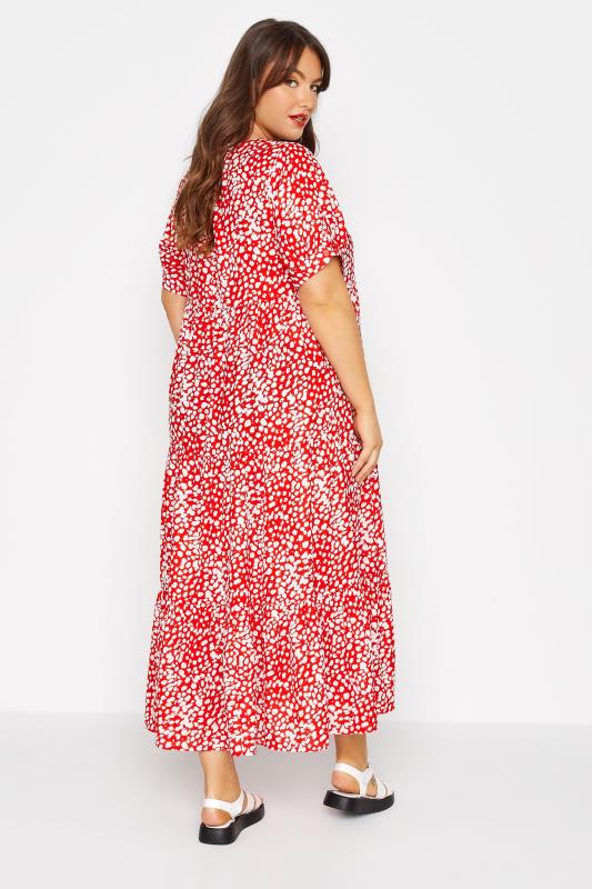 LIMITED COLLECTION Plus Size Red Animal Markings Smock Tier Dress |Yours Clothing 3
