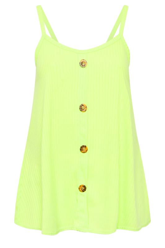 LIMITED COLLECTION Plus Size Lime Green Button Down Cami Top | Yours Clothing  6