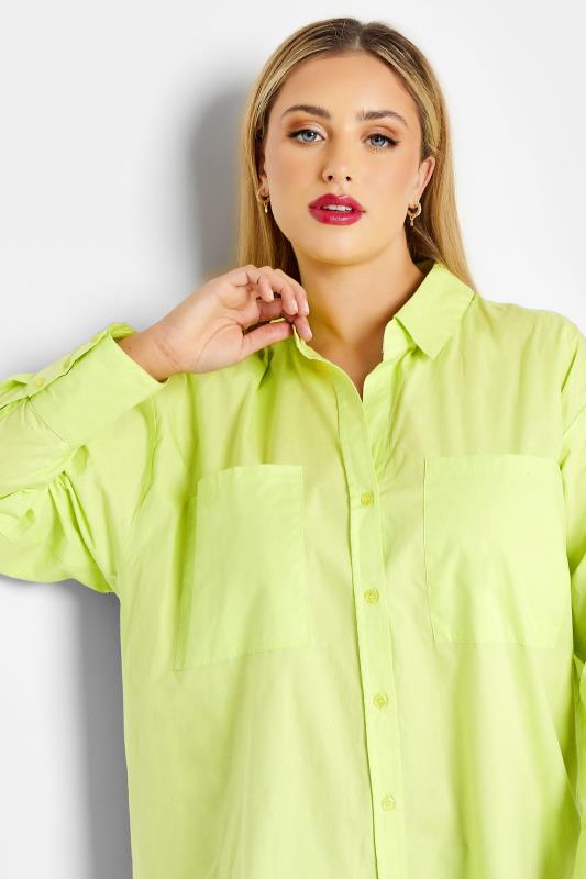 LIMITED COLLECTION Plus Size Lime Green Oversized Boyfriend Shirt | Yours Clothing  4