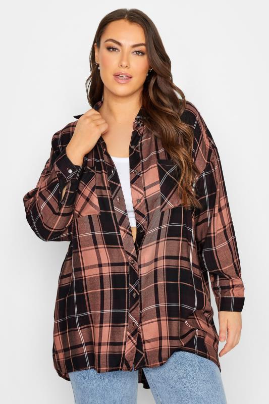 Plus Size Pink Check Button Through Shirt | Yours Clothing  4