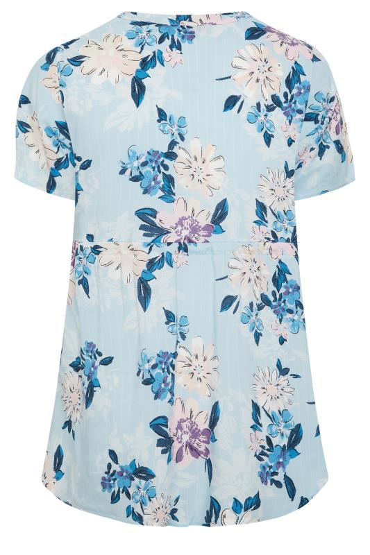 YOURS Plus Size Blue Floral Short Sleeve Shirt | Yours Clothing 7
