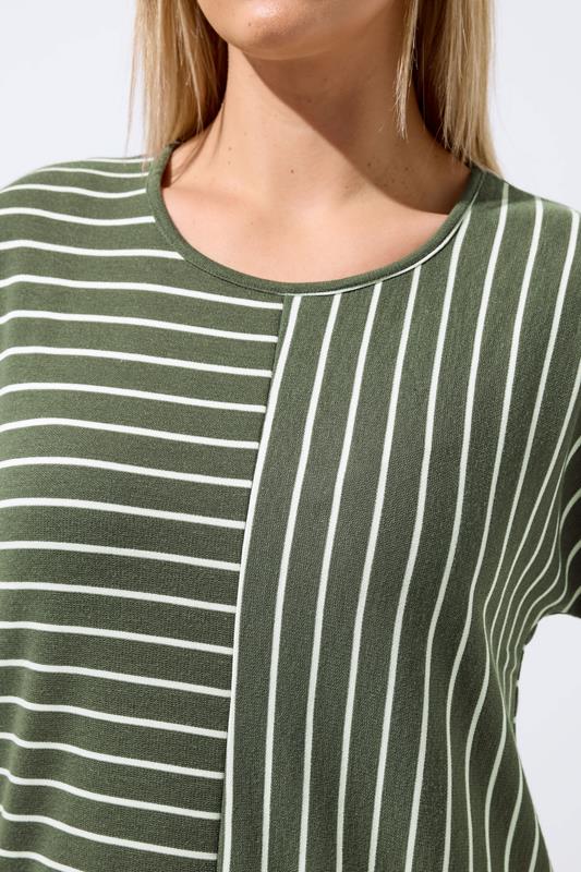 LIMITED COLLECTION Plus Size Khaki Green Stripe Tee | Yours Clothing 4