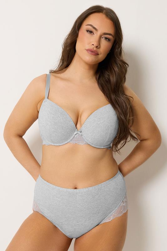  YOURS Culottes couvrantes gris chiné avec dentelle à l'arrière