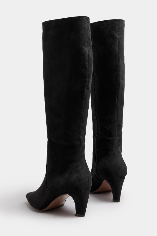 LTS Black Faux Suede Knee High Boots In Standard Fit | Long Tall Sally 4