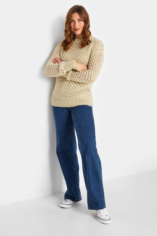 LTS Tall Womens Light Brown Crochet Jumper | Long Tall Sally 2