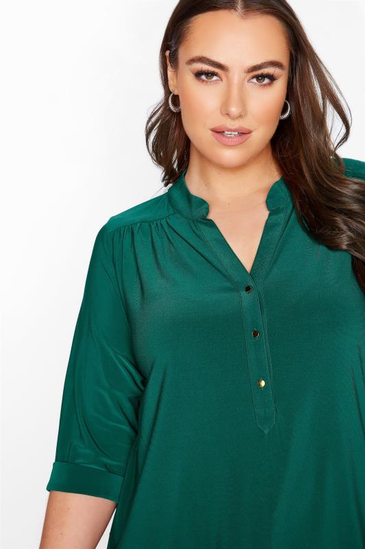 Teal Green Slinky Jersey Shirt | Yours Clothing