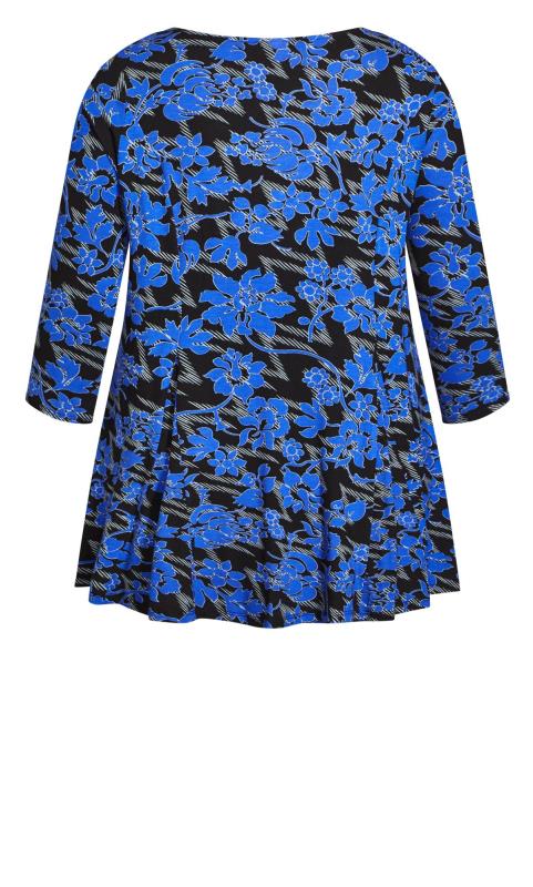 Evans Blue Floral Print Criss Cross Tunic Top 5