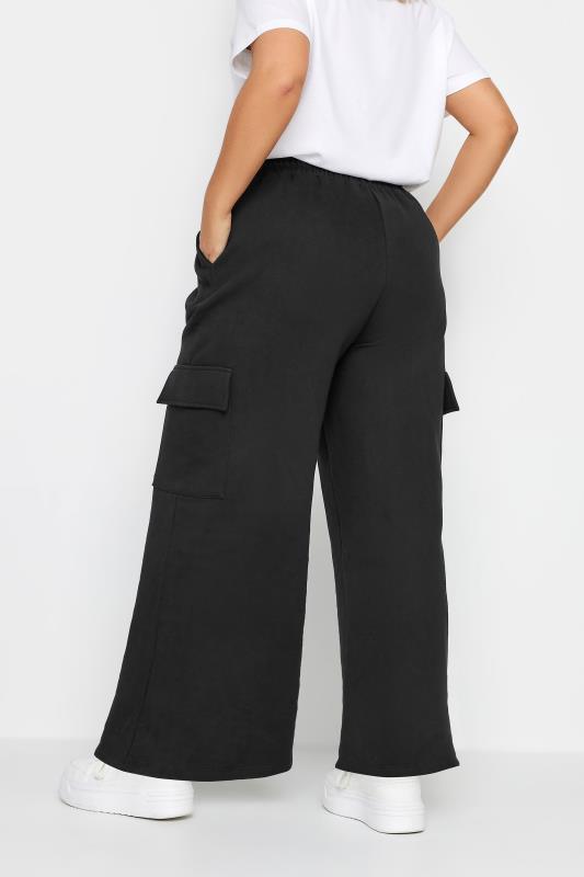 YOURS Plus Size Black Wide Leg Cargo Joggers | Yours Clothing 3