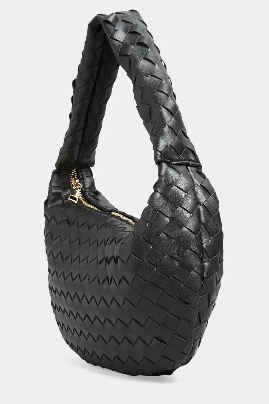  Black Woven Slouch Handle Bag