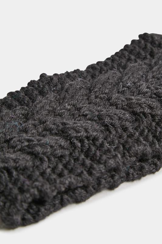 Black Cable Knitted Headband | Yours Clothing 4