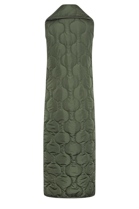 LTS Tall Olive Green Funnel Neck Quilted Longline Gilet | Long Tall Sally 7