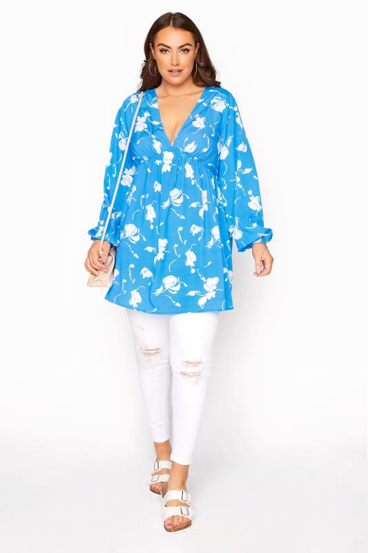 LIMITED COLLECTION Blue Floral Smock Blouse_B.jpg