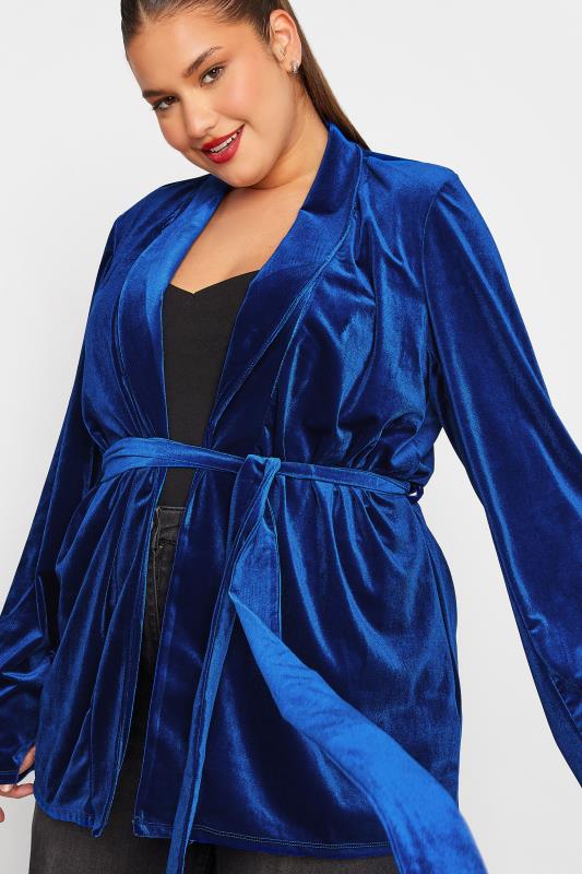 LTS Tall Women's Bright Blue Velvet Belted Blazer | Long Tall Sally 4