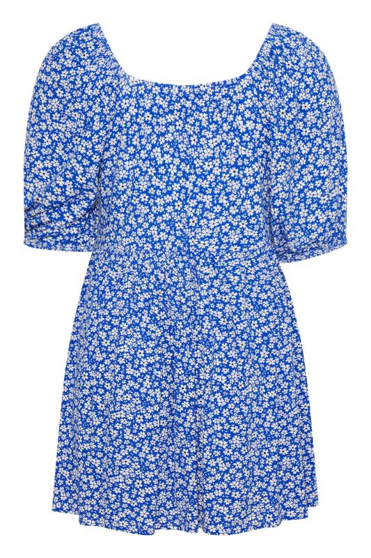Curve Blue Floral Ruched Top 7