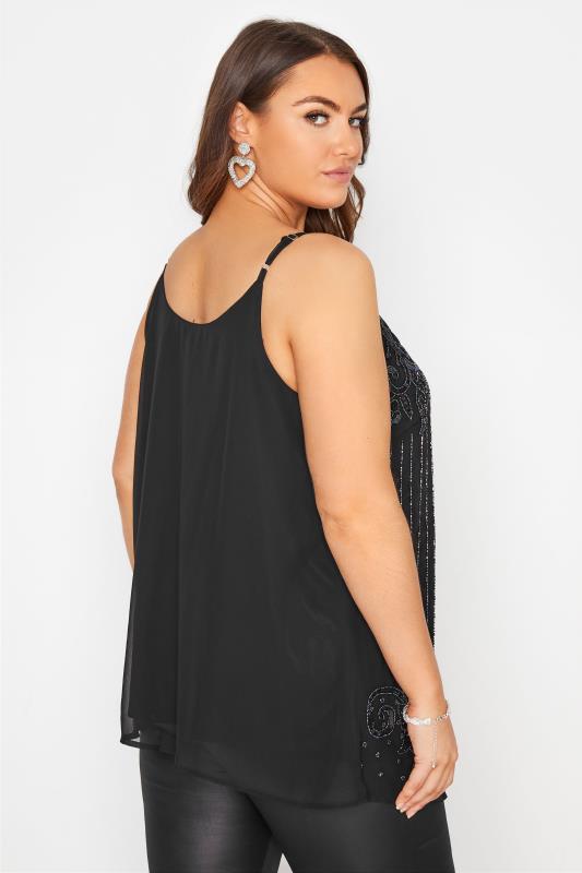 LUXE Curve Black Sequin Hand Embellished Cami Top 3