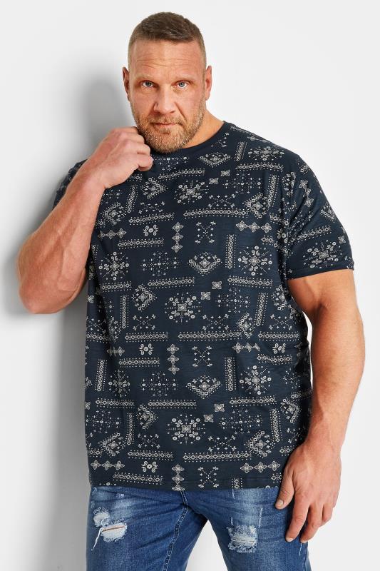 Men's  BEN SHERMAN Big & Tall Navy Blue Geometric Print T-Shirt
