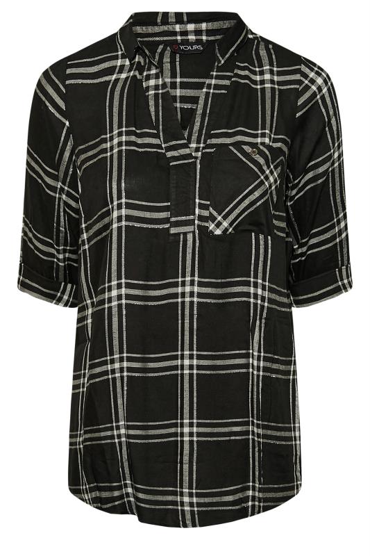 Plus Size Black Checked Overhead Shirt | Yours Clothing 6