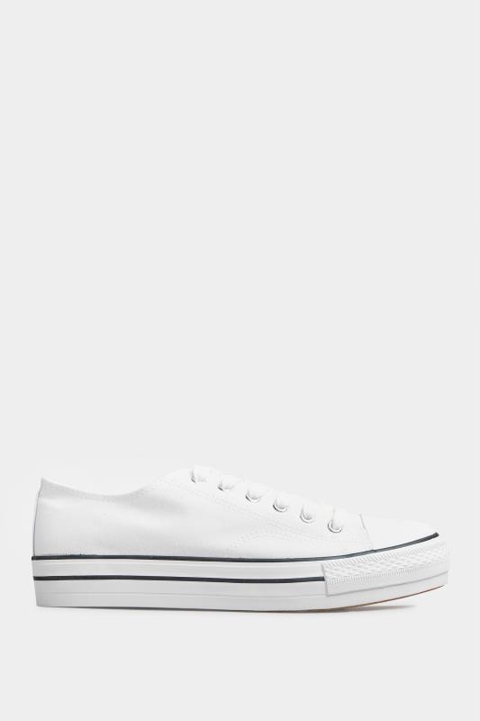White Canvas Platform Trainers In Wide Fit | Yours Clothing